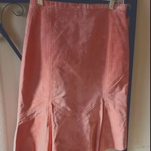 Suede peach color skirt